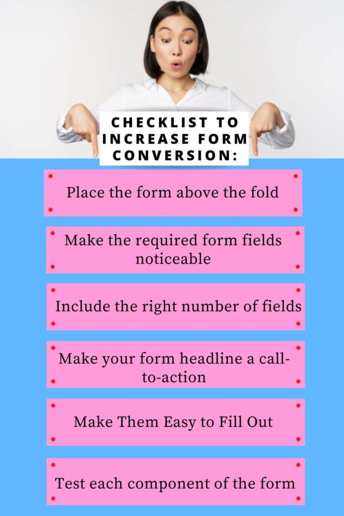 Checklist to increase form conversion