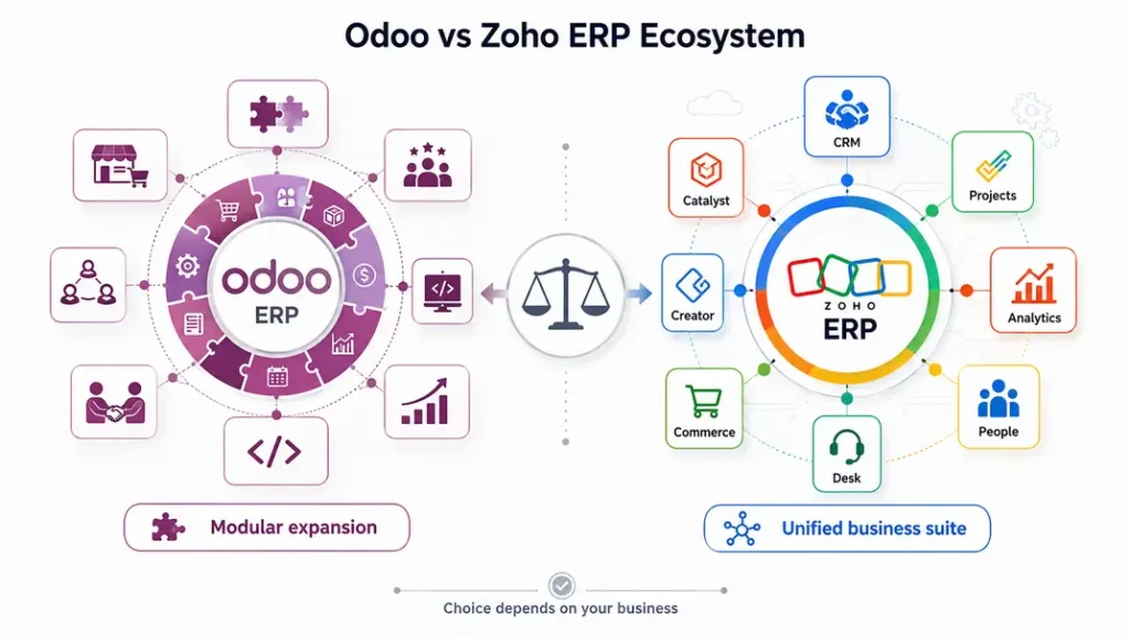 Comparison of odoo and zoho erp